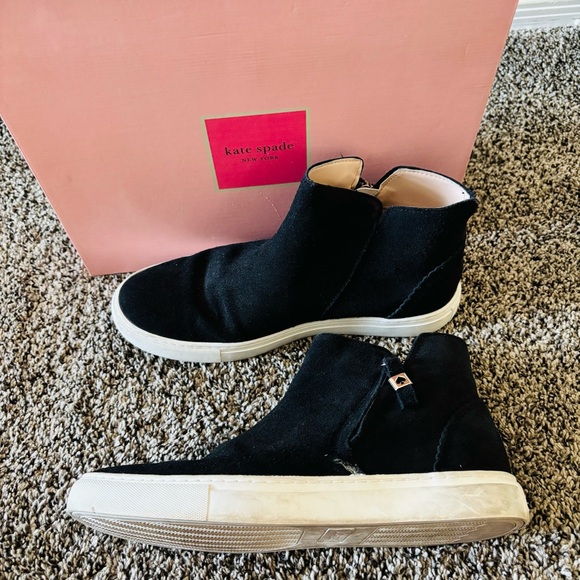 Kate Spade Harper Suede Black High-Top Women's Sneakers - Picture 4 of 6